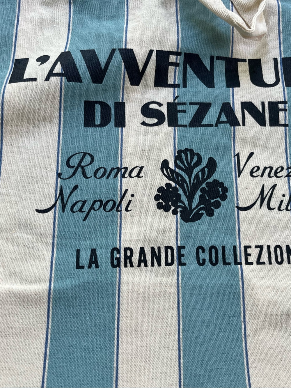 Sézane Blue and Cream Striped Canvas Tote - Picture 2 of 13